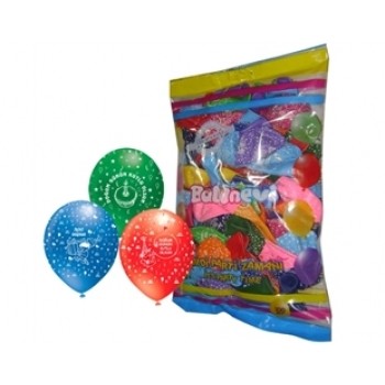 12 İnç Çepeçevre İyiki Doğdun Baskılı Karışık Pastel Renk Balon