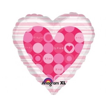18 inç I Love Messages in Pink Dot (Ses Kayıt Edilebilen) Folyo Balon