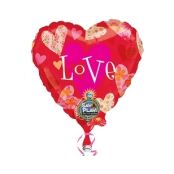32 inç Floral Hearts Love Müzikli Folyo Balon