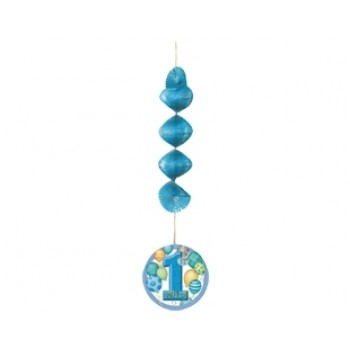 First Birthday Balloons Blue Asmalı İp Süs